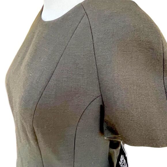 Pure Collection Black Wool Blend Tailored Short Sleeve Top - Picture 4 of 10